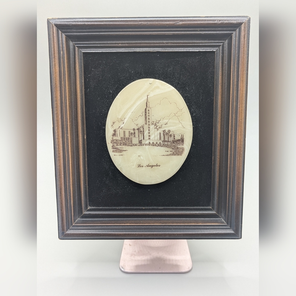 Vintage 1984 Framed City Of Los Angeles Framed Engraved Marble Medallion